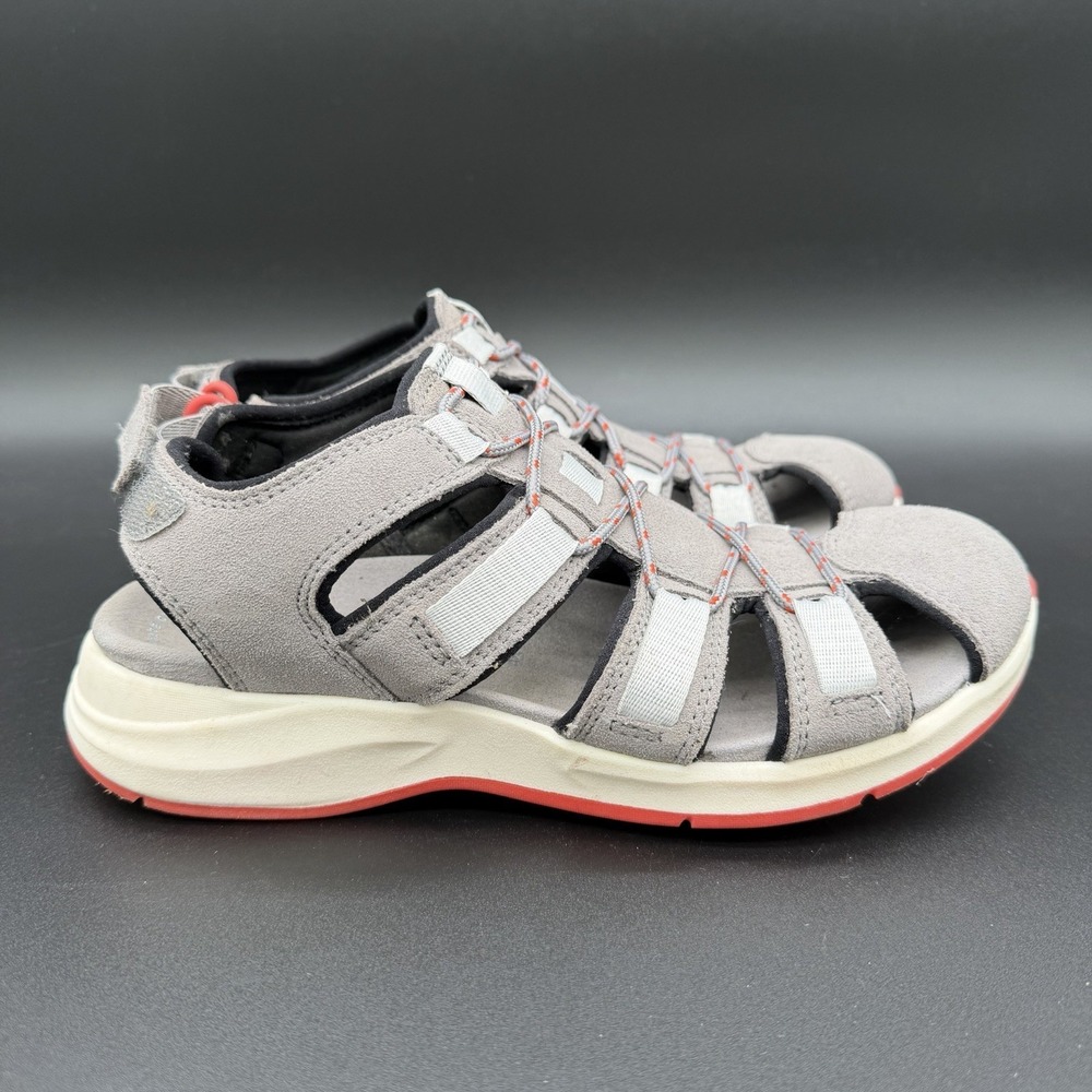 Clarks Solan Sail Fisherman Sandal Grey Combi Suede 7M 37.5